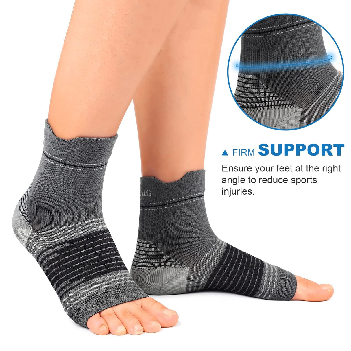 Plantar Fasciitis Sock (6 Pairs) for Men and Women, Compression Foot Sleeves with Arch and Ankle Support (Black, Gray, White, Small)