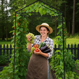 Metal Garden Arch Trellis for Climbing Plants Outdoor, 7.1FT Extra Tall Cucumber Trellis for Raised Bed, Plant Trellis for Vegetable Fruit Flower Vine（Black）