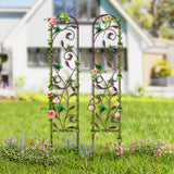 aboxoo 2-Pack Hummingbird Metal Garden Trellis,60" Decorative Outdoor Fence