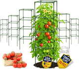 Tomato Cage Square - Large Trellis Stakes and Plant Support Structures for Vegetables and Climbing Plants - Tall Tomato Cages for Garden, Pots, Raised Garden Bed Outdoor Supplies (6 Pack - Up to 58")