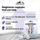 Heightener - Natural Height Growth Supplement for Kids, Teens and Adults to Increase Bone Strength and Grow Taller | Height Maximizer Pills with L-Arginine, Calcium & Zinc | 60 Capsules