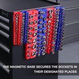 WORKPRO Magnetic Socket Organizer Set, 6-Piece Socket Holder Set Includes 1/4", 3/8", 1/2" Drive Metric SAE Socket Trays, Holds 143 Pieces Sockets, Christmas Gift for Men(Socket not Included)