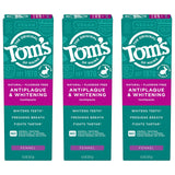Tom's of Maine Antiplaque and Whitening Toothpaste, Fluoride Free, Fennel, 3 Pack, 4.5 Oz