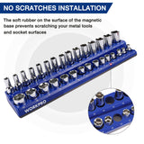 WORKPRO Magnetic Socket Organizer Set, 6-Piece Socket Holder Set Includes 1/4", 3/8", 1/2" Drive Metric SAE Socket Trays, Holds 143 Pieces Sockets, Christmas Gift for Men(Socket not Included)