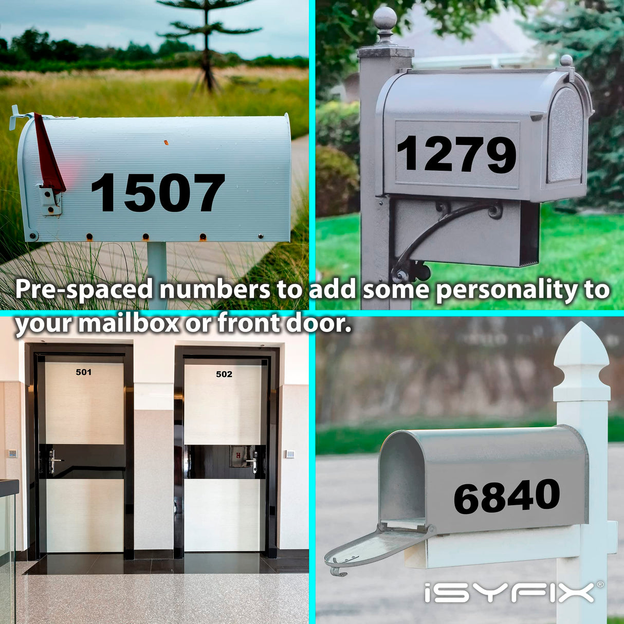 iSYFIX Black Vinyl Numbers Stickers,4 Inch Self Adhesive (2 Sets),Premium Decal Die Cut and Pre-Spaced for Mailbox, Signs, Window, Door, Cars, Trucks, Home, Address Number, Indoor or Outdoor