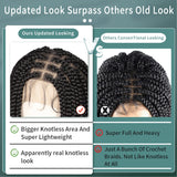 Fecihor 36" Knotless Braided Wigs Lace Front Box Braids Lace Frontal Wig for Women Human Hair Blended Black Hand Full double lace Braid Wig With Baby Hair