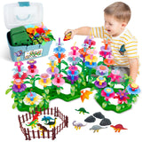 Toys Gifts for Toddlers Boys Girls Age 2 3 4 5 6,167 PCS Dinosaur Flower Garden Building Blocks,STEM Fine Motor Skill Stacking Games,Christmas First 1st Birthday Gifts for Preschool Kids 2+ Years Old