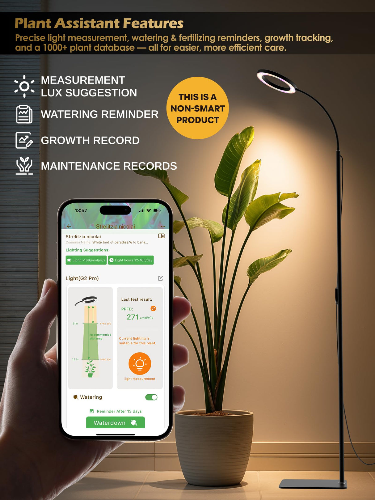 24W Grow Lights for Indoor Plants, Full Spectrum LED Plant Light With Stand