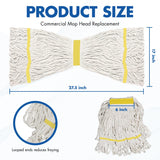 KULED Heavy Duty Industrial Mop, Commercial Cotton Mop with 59 Inch Handle, Looped-End String Wet Mops with 2 Heads for Floor Cleaning, Workshop, Warehouse, Home and Garage
