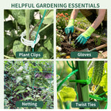 Miory Cucumber Trellis for Raised Bed, Garden Arch Trellis for Climbing Plants Outdoor, Steel with Plastic Coated Plant Support for Vines with Plastic Connector Nylon Netting (32" Lx32 Wx63 H)