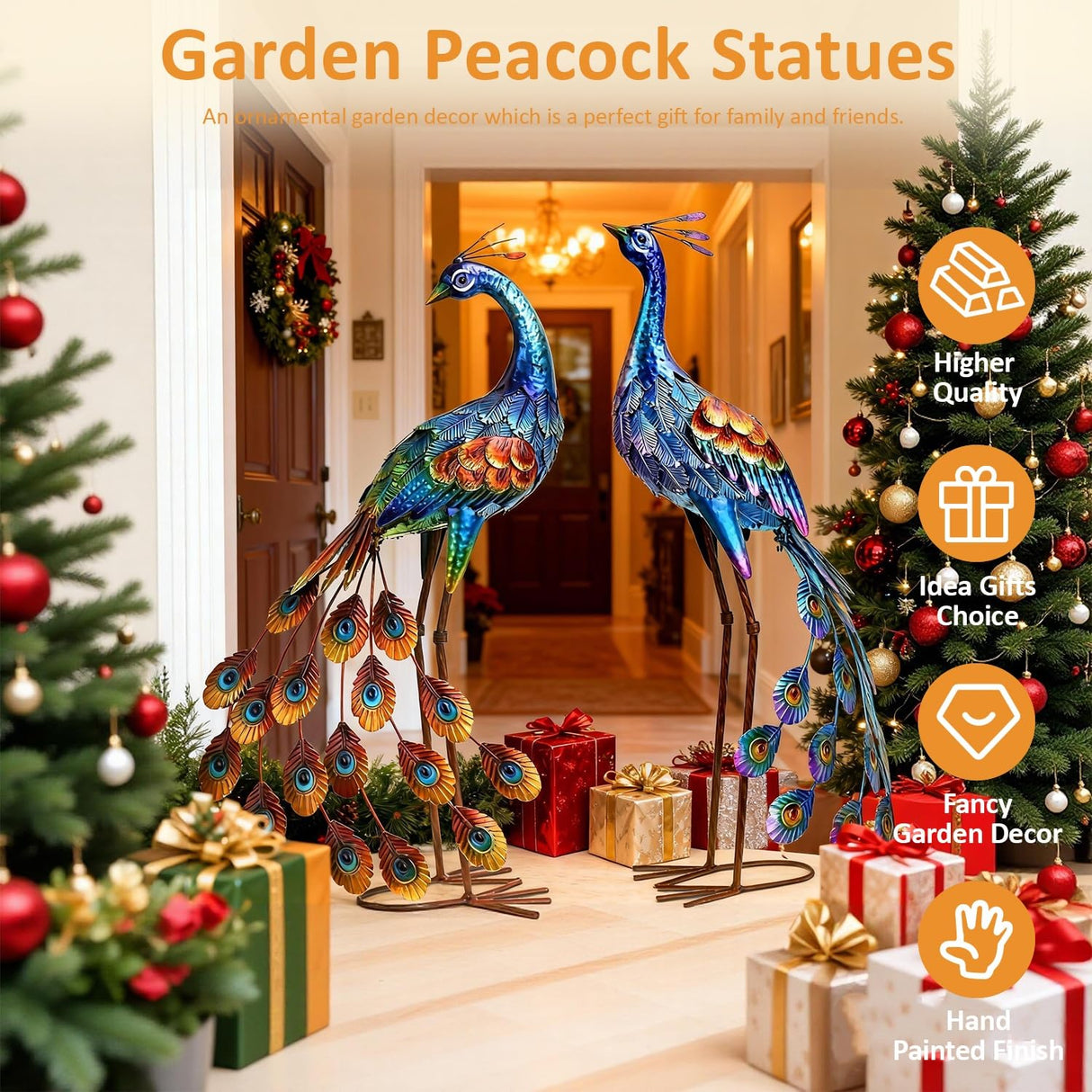 Kircust Metal Peacock Garden Statue and Sculpture,