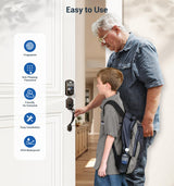 Veise Fingerprint Door Lock Set, Keyless Entry Door Lock, Front Handle Set, Electronic Keypad Deadbolt with Lever Handle, 2 Keys, Auto-Locking, One-time Codes, Easy to Install, Oil Rubbed Bronze
