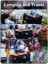 VIC 680lbs Super Cart & Table 1=5 Set, 480L Mega Capacity 54" Extra Long Extra high Folding Wagon, Heavy Duty Collapsible Carts with Brakes, All-Terrain Big Wheels for Camping, Store, Shopping