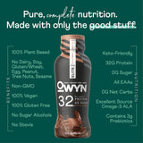 OWYN Only What You Need Pro Elite Vegan High Protein Keto Shake, 32g Protein, 9 Amino Acids, Omega-3, Prebiotics, Workout and Recovery, 0g Net Carbs, Zero Sugar (Chocolate, 12 Fl Oz (Pack of 24)