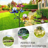 Solar Lights Outdoor Decorative Lotus Flowers Wind Spinner Garden Stake with LED Crackle Balls Solar Wind Sculpture Yard Art Decor for Patio, Lawn & Garden