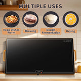Warming Mat for Food (XXL32 x18), Warming Trays for Buffets Party and Daily Use, Temperature Control Food Warmer, Full Surface Tempered Glass Top Heating Food Warming Mat, Black Electric Warming Tray