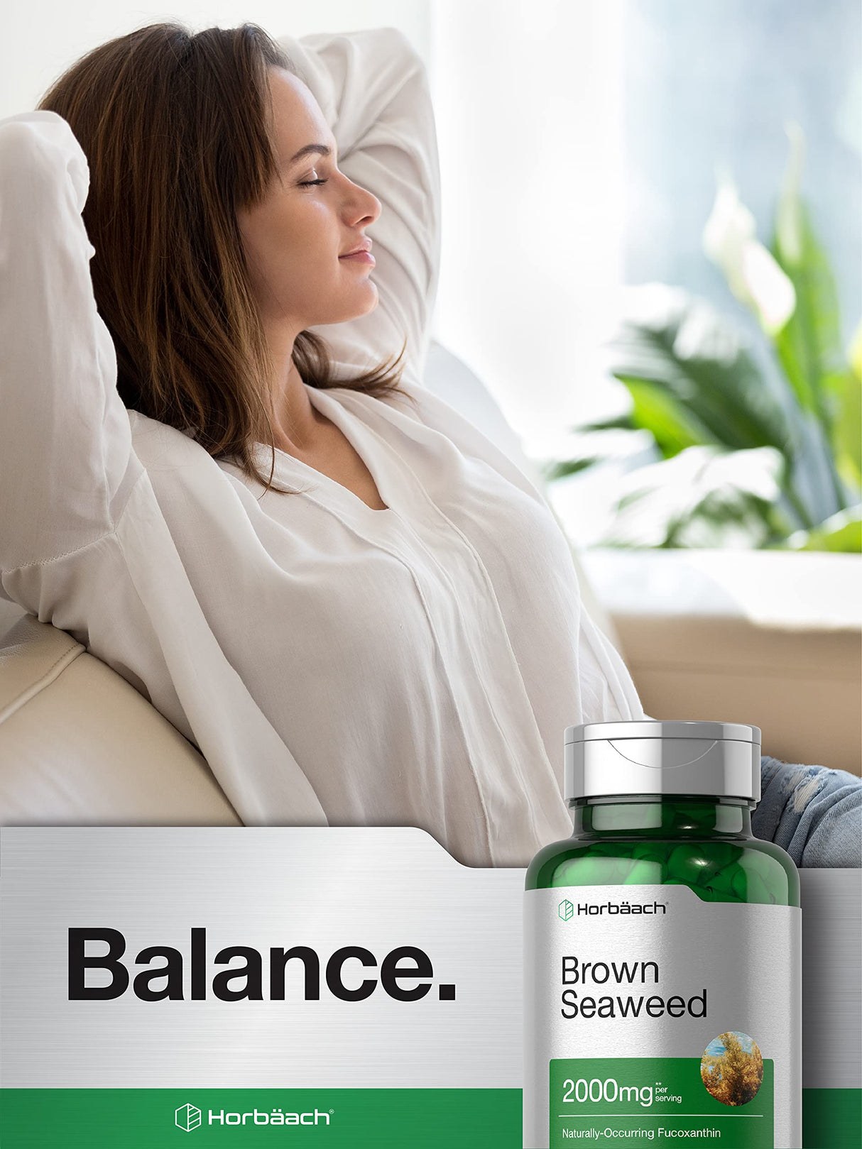 Horbäach Brown Seaweed Extract Capsules 2000mg | 200 Pills | Fucoxanthin Supplement | Non-GMO, Gluten Free