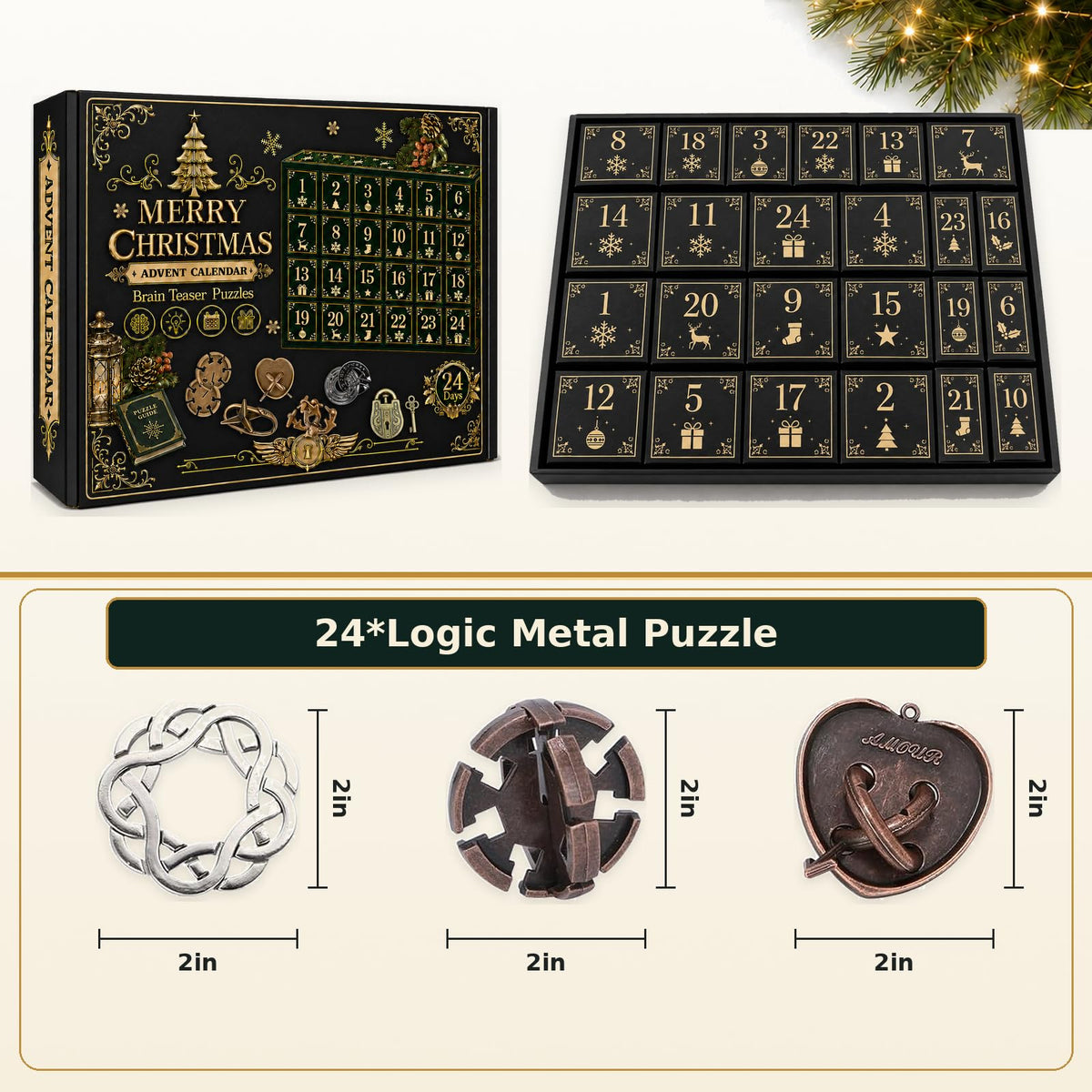 Advent Calendar 2026 Brain Teaser, Teens Adults 24 Days Christmas Countdown