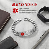 Custom Engraved Medical Alert Bracelet for Men and Women, Titanium Steel