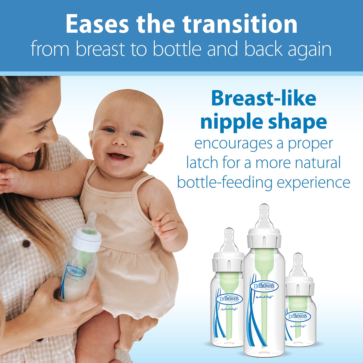 Dr. Brown’s Natural Flow Level 2 & Level 3 Narrow Baby Bottle Silicone Nipples, Medium-Fast Flow, 6m+, 100% Silicone Bottle Nipple, 6 Pack