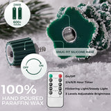 Stmarry 4 PCS Flameless Christmas Tree Candles with Remote, Snow Covered Real Wax Flameless Taper Candles 9.65 Inch, LED Candlesticks Battery Operated with 3D Flickering Flame, Christmas Candles Decor