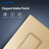 ELEGRP Matte Champagne Gold Single Pole Decorator Light Switch, 15A 120-277V, Paddle Rocker Switch, On/Off Wall Switch, Self-Grounding, Residential Grade, with Mid Wall Plate, UL/CUL, 2 Pack