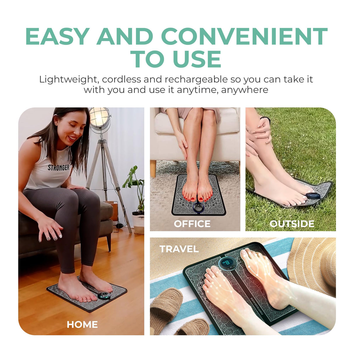 nooro Portable Foot Massager - Soothing Comfort & Revitalization for Tired Feet, 15 Minute Massage with 6 Settings, Pulse Sensation with Deep Tissue Results