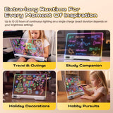 LED Drawing Board for Kids Girls - 16" Rechargeable Light Up Glow Pad with 15 Light Effects & 12 Markers,Display Booths,Erasable Doodle Board Art Crafts Kit, Birthday Gifts for Girls Boys Ages 3-12