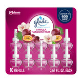 Glade PlugIns Refills Air Freshener, Vanilla Passion Fruit, Scented and Essential Oils for Home and Bathroom, 0.67 Fl Oz, 10 Count