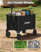 120L Wagons Carts Foldable, Collapsible Wagon Cart with 220 lbs Max Load and Expandable Storage, Heavy-Duty Foldable Wagon Cart with Wheels for Groceries, Shopping, Sport, Beach, Garden and Camping