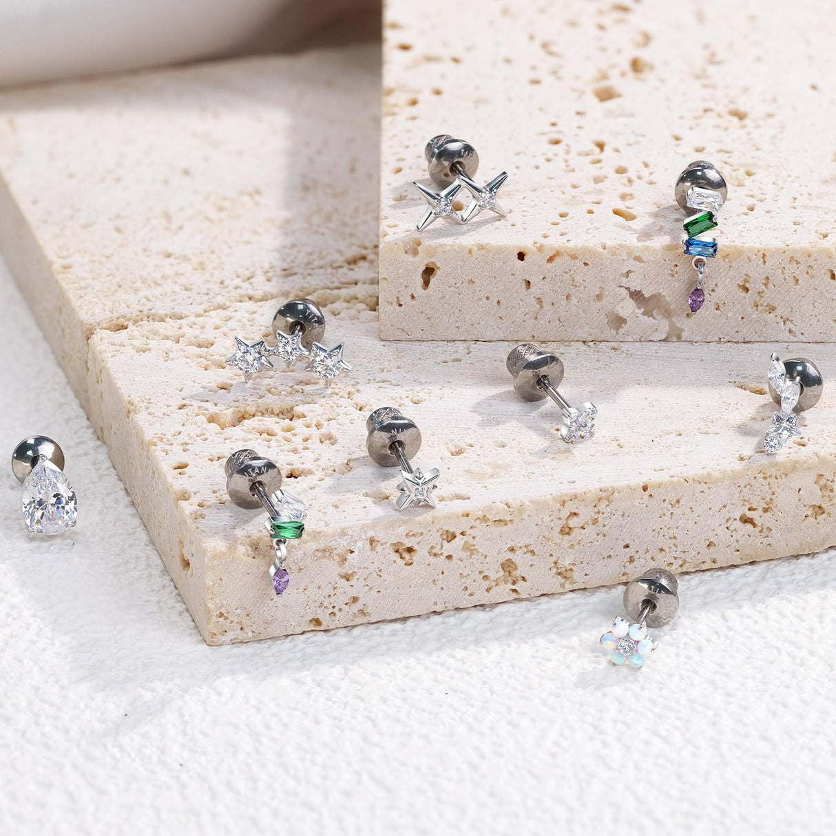 Limerencia Titanium Flat Back Screw Back Stud Earrings for Women Men