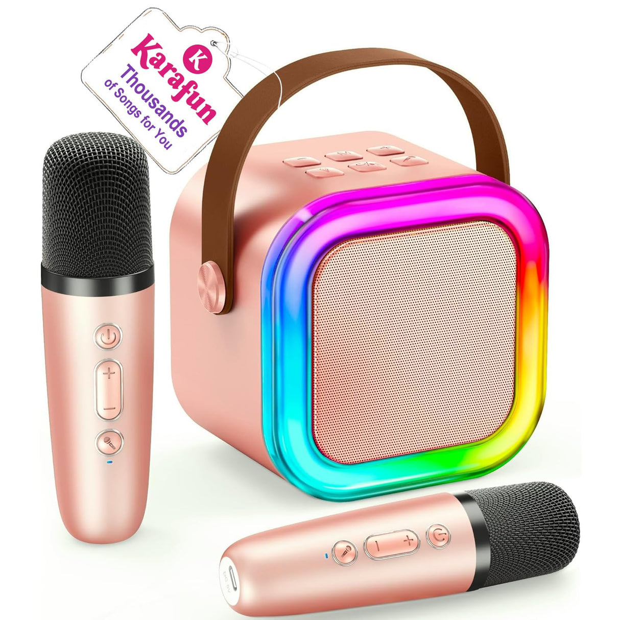 IROO Mini Karaoke Machine for Kids, 2025 TOP Toys Christmas Birthday Gifts Ideas for Girls Ages 4, 5, 6, 7, 8, 9, 10, 12+ Years Old, Portable MP3 Player with 2 Wireless Mics for Party