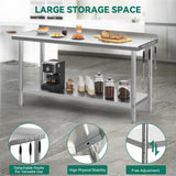 YITAHOME 60" x 24" Stainless Steel Table for Prep & Work with Backsplash, NSF Commercial Heavy Duty Table with Undershelf for Home Kitchen Restaurant Garage Warehouse