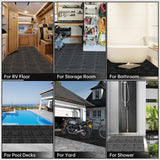 RITOLLO Modular Interlocking Cushion Drainage Floor Tiles, 9-Pack 11.8"x11.8" PVC Raised Non-Slip Interlocking Mats with Drain Holes for Deck, Pool, Garage, Shower, Patio, Bathroom, Sauna, Yard