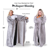 Super Blanky Wearable Blankets for Women, Adult Wearable Blanket Men, Christmas Gifts for Women, Comfy Girlfriend Birthday Gifts for Her, Wife Birthday Gift Ideas, Blanket With Sleeves - Light Gray