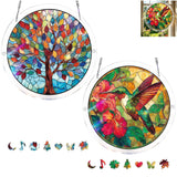 2-Pack Acrylic Puzzle Suncatcher 83 Pieces, Moonlit Dragonfly Sun Catchers Puzzle, DIY SunCatchers Puzzles Window Hanging, Home & Garden Decor (Tree + Hummingbird)
