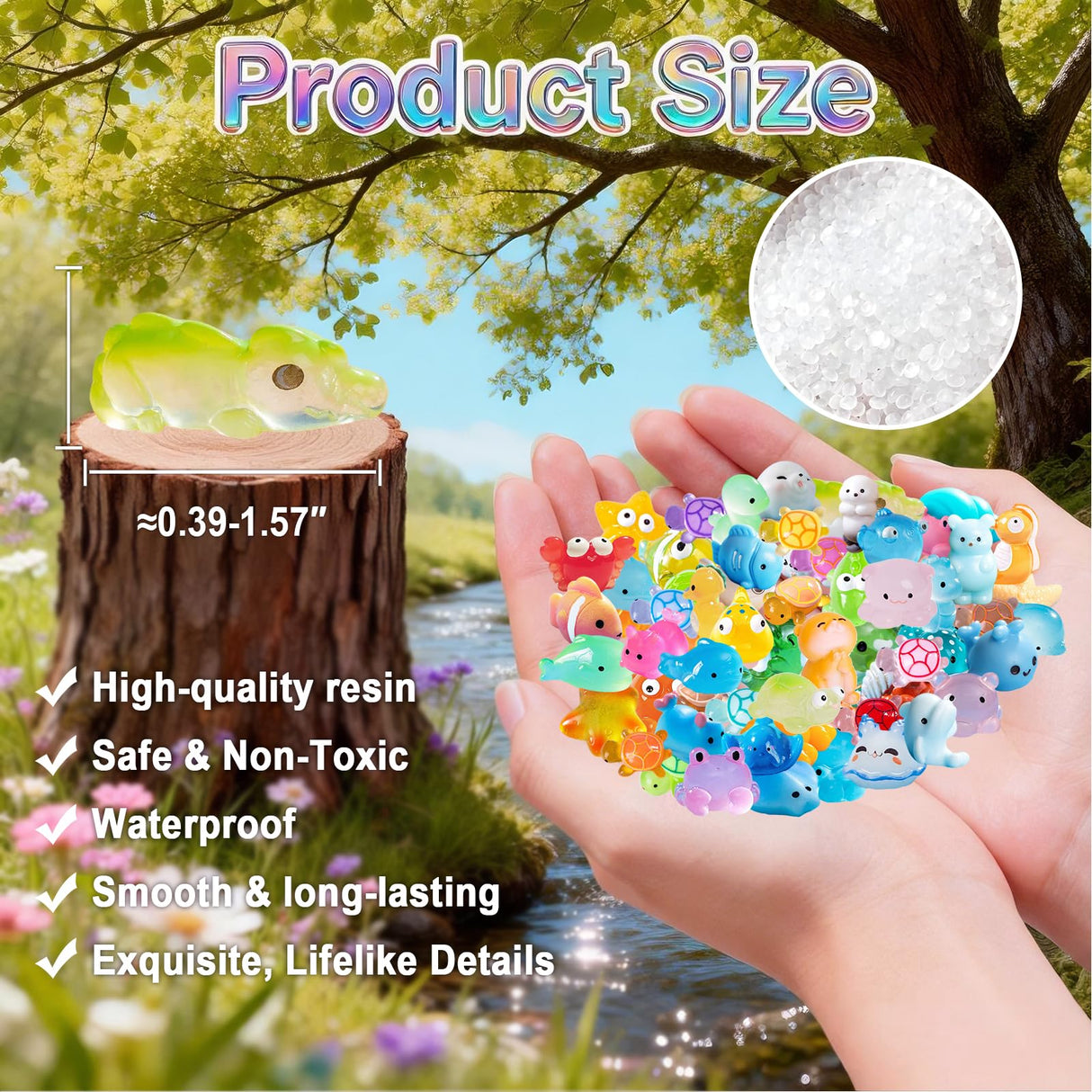 Zerobe Miniature Resin Animal Sets: Tiny Collectible Figurine Bulk Pack (Ocean Animals)