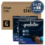 Goodnites Boys' Nighttime Bedwetting Underwear, Size Large (68-95 lbs), 58 Ct (2 Packs of 29), Packaging May Vary