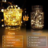 Fairdeer 50 Pack Fairy Lights Battery Operated - 7ft 20 Led Twinkle Lights 3 Modes, Bulk Mini String Lights Waterproof for Mason Jars Vases DIY Party Wedding Decoration Christmas -Warm White