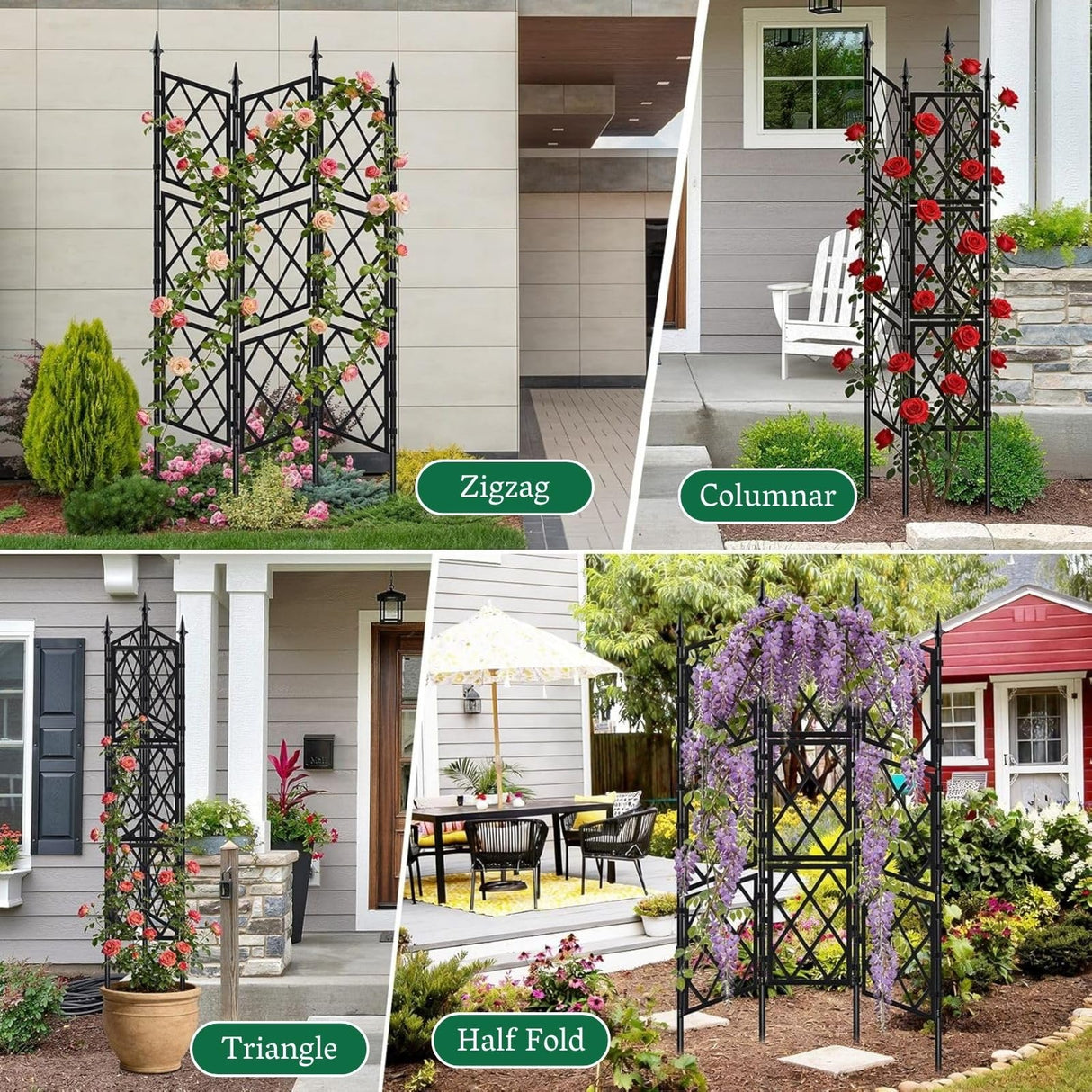 Garden Trellis Frame for Climbing Plants Outdoor | 65 Inch PE-Coated Metal Pipes & Plastic Grids Rose Wall Trellis | Rustproof Privacy Screen Plant Support Frame for Flowers Vines Vegetables Indoor