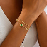 Turandoss 14K Gold Plated White Clover Bracelets for Women Jewelry Gifts