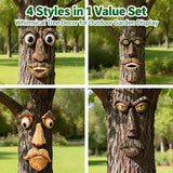 FmnyYaid 4 Pack Tree Faces Decor Outdoor, Large Whimsical Old Man Tree Hugger Statues, Resin Tree Art for Garden Yard Patio, Funny Tree Peeker Sculptures for Halloween Easter