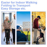 Premium 3 Wheel Rollator Walker for Seniors, Lightweight Foldable Elderly Three Wheeled Rollator with Storage Bag, Aluminum Mobility Aid Rolling Walker (Black & Red)