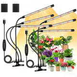 LPMZMBL LED Grow Lights for Indoor Plants, 3Heads Grow Lights for Seed Starting, 10 Dimmable Levels & 3 Timer Modes (3/9/12H), Adjustable 360° Gooseneck with Clip, Plant Grow Light 2 Pack