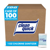 Clean Quick Professional Bulk Powdered Chlorine Dish Sanitizer for Commercial Use, 1 oz. Packets (Case of 100)