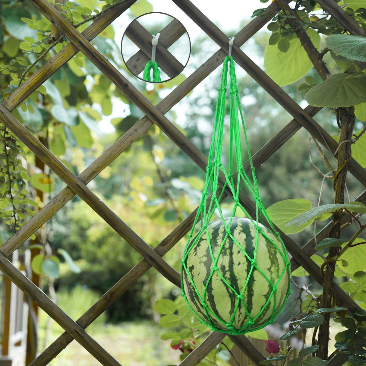 Rerialsaera 10Pack Melon Hammock Watermelon Nets with 20 Cable Zip Ties, Heavy Duty Watermelon Honeydew Net for Garden Trellis Vertical Garden Growing