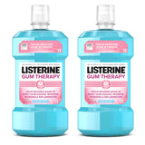 Listerine Gum Therapy Antiplaque & Anti-Gingivitis Mouthwash, Oral Rinse to Help Reverse Signs of Early Gingivitis Like Bleeding Gums, ADA Accepted, Glacier Mint, Twin Pack, 2 x 1 L