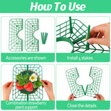 4 Sets Strawberry Plant Supports with Plant Protectors from Animals,Strawberry Growing Support Stakes with Mesh Plant Cover and Metal Garden Lawn Spikes Strawberry Planting Stand for Garden Vegetables