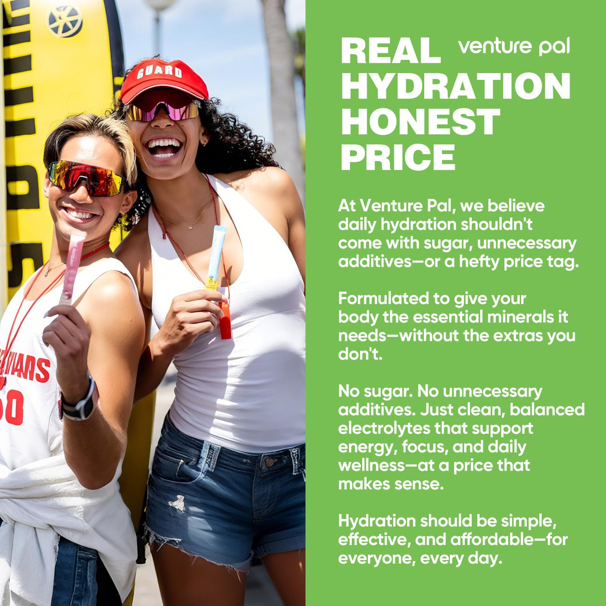 Venture Pal Sugar Free Electrolyte Powder Packets - Liquid Daily IV Drink Mix for Rapid Hydration & Party Recovery | 5 Vitamins & 7 Electrolytes| Keto Friendly | Non-GMO | Certified Vegan | 16 Sticks