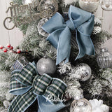 Ribbli Dusty Blue Velvet Wired Ribbon with Dupioni 2.5 Inch Christmas Ribbon for Gift Wrapping Christmas Tree Decoration Crafts Wreaths Supplies-Continuous 10 Yards